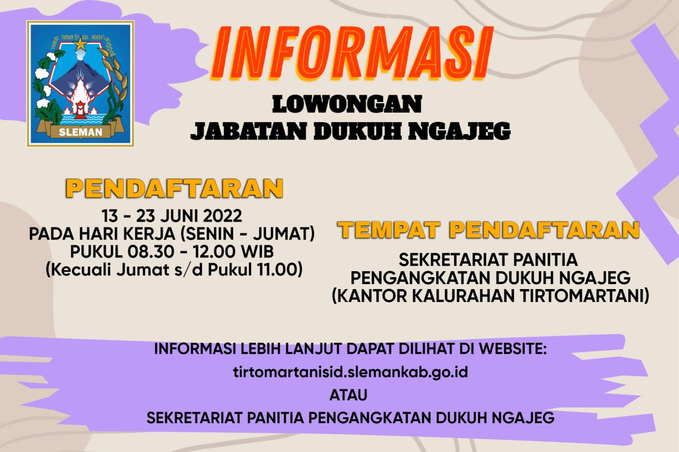 INFORMASI PENGISIAN DUKUH NGAJEG TAHUN 2022