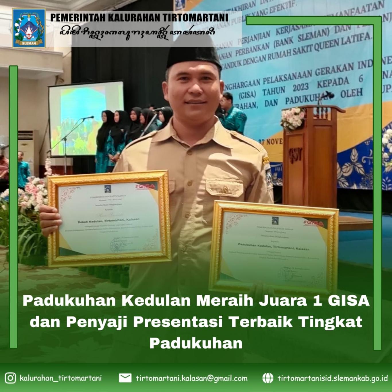 Padukuhan Kedulan Meraih Juara 1 GISA dan Penyaji Presentasi Terbaik Tingkat Padukuhan